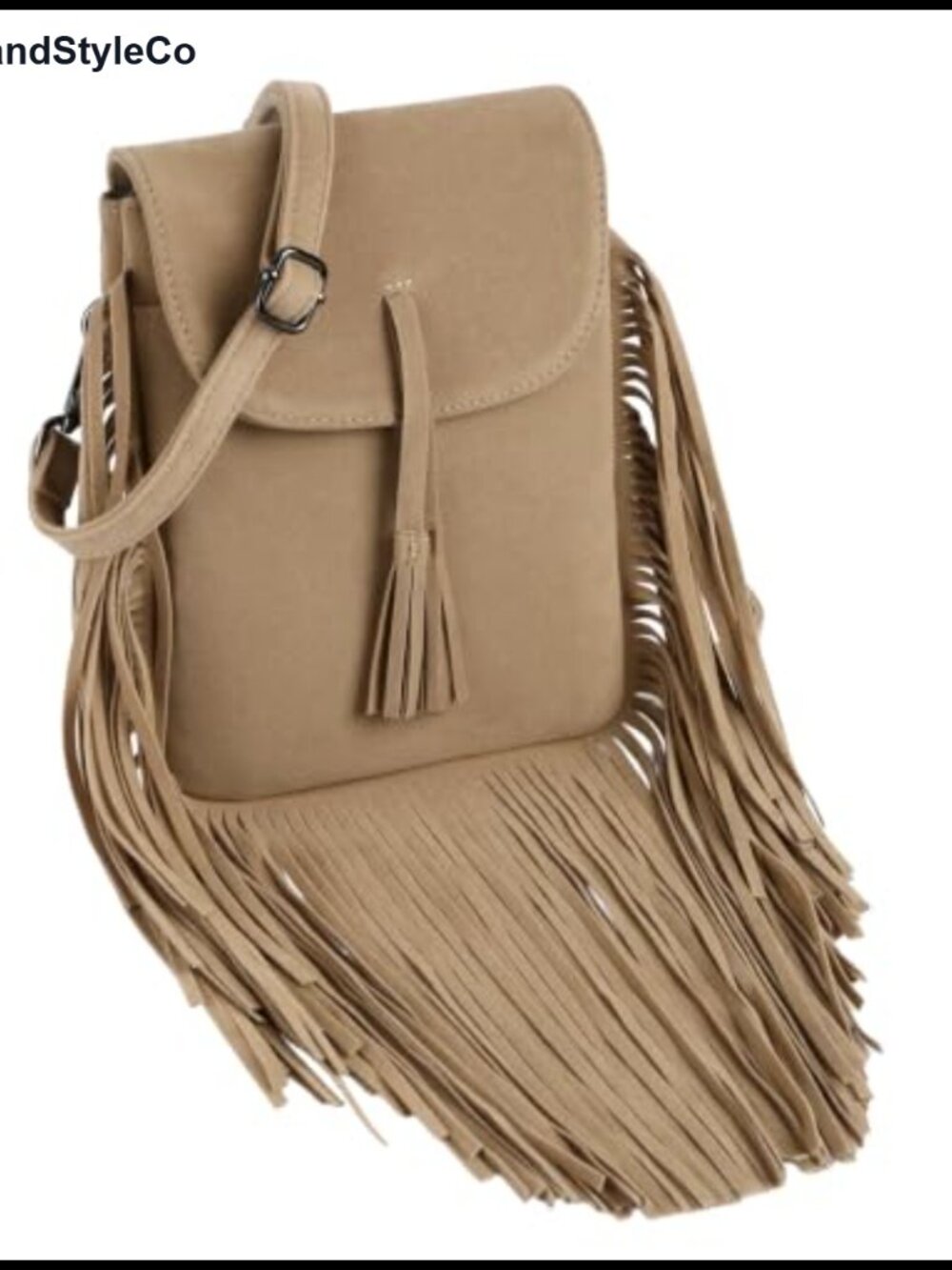 RFID Small Crossbody Bag Vegan Suede Tassel Phone Purse Wallet